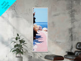 Sunset Pathway, Tranquil Nature Art, Serene Beach Scene, Pastel Landscape, Warm Toned Painting, Dreamy Home Decor, Framed Canvas Print