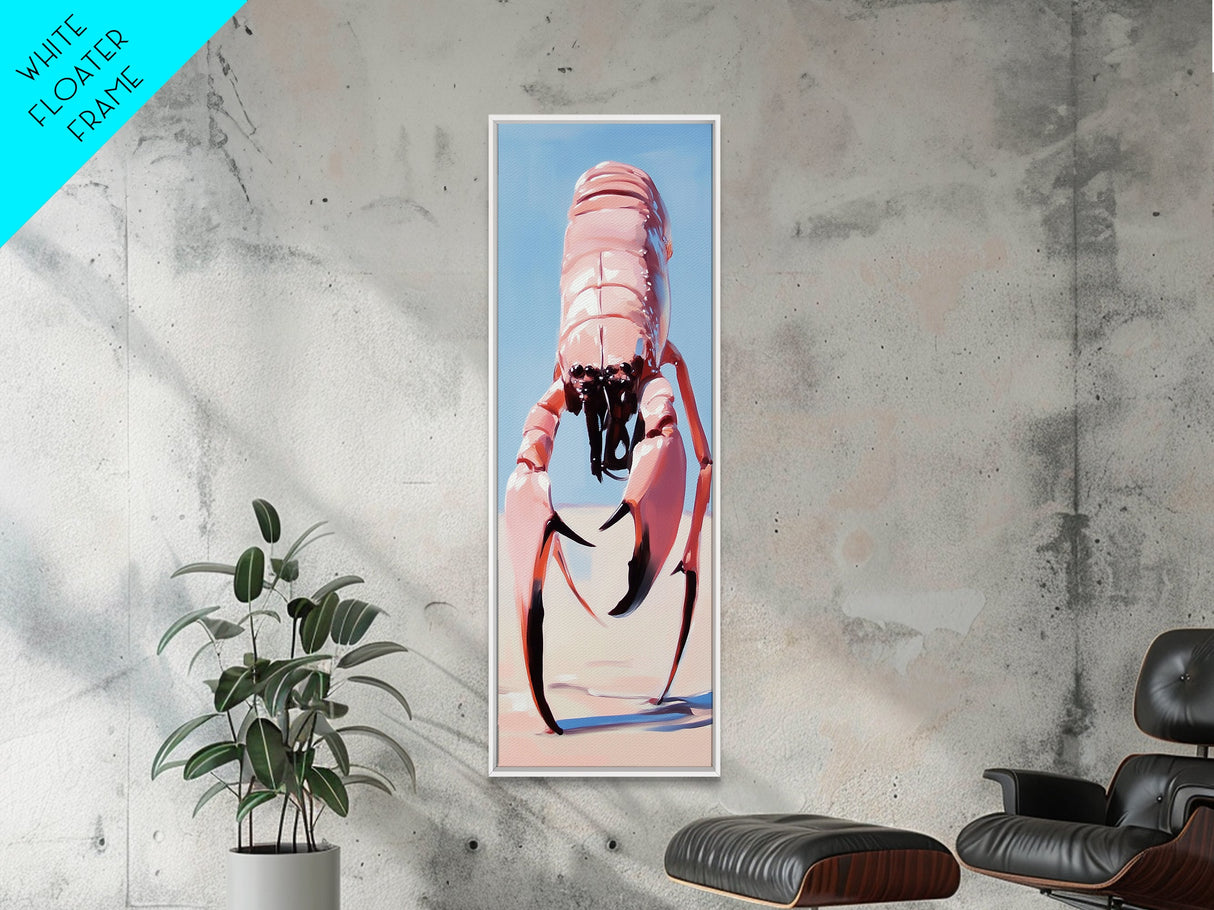 Giant Crab, Surreal Coastal Art, Marine Life Illustration, Beach House Wall Decor, Unique Wall Art, Nautical Aesthetic, Framed Canvas Print