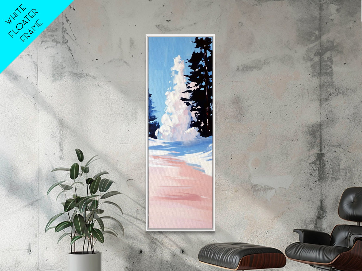 Winter Landscape, Snowy Trees, Blue Sky, Framed Canvas Print, Minimalist Art, Modern Decor, Living Room Wall Art, Christmas Aesthetic