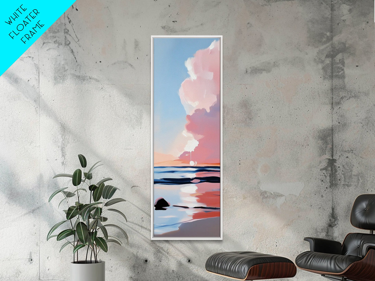 Sunset Glow, Serene Beach Painting, Pastel Coastal Wall Art, Ocean Reflection, Boho Home Decor, Canvas Print, Dining Room Wall Art