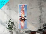 Lakeside Firelight, nature lover’s art, warm autumn glow, camping aesthetic, cozy mountain retreat, framed canvas print