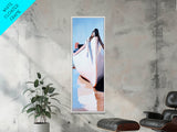 Seaside Rowboat, nautical home decor, coastal art, soft pastel painting, tranquil ocean vibes, bedroom wall art, framed canvas print