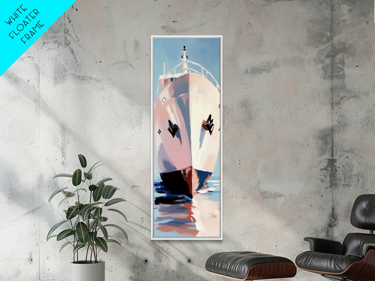 Luxury Yacht, Nautical Wall Art, Ocean Canvas Print, Maritime Aesthetic, Minimalist Decor, Coastal Living, Elegant Home Art