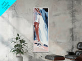 Waterfall Serenity, Woman Canvas Print, Nature Wall Art, Minimalist Decor, Dreamy Aesthetic, Boho Home Art, Earthy Tones