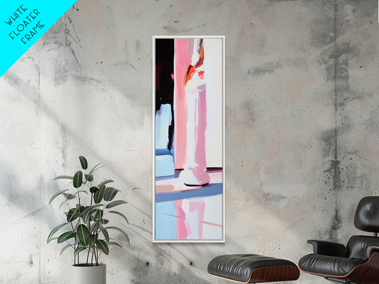 Abstract Chess Piece, Modern Art, Pink and White Decor, Framed Canvas Print, Bold Minimalist, Statement Piece, Office Wall Art