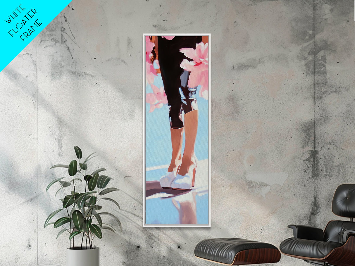 Fashion Heels Art, Glamorous Decor, Chic Aesthetic, Framed Canvas Print, Feminine Room Art, Stylish Wall Art, Dressing Room Decor