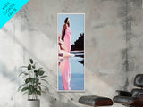 Serene Lake Art, Pastel Nature, Feminine Aesthetic, Framed Canvas Print, Modern Minimalist, Dreamy Reflection, Living Room Wall Art