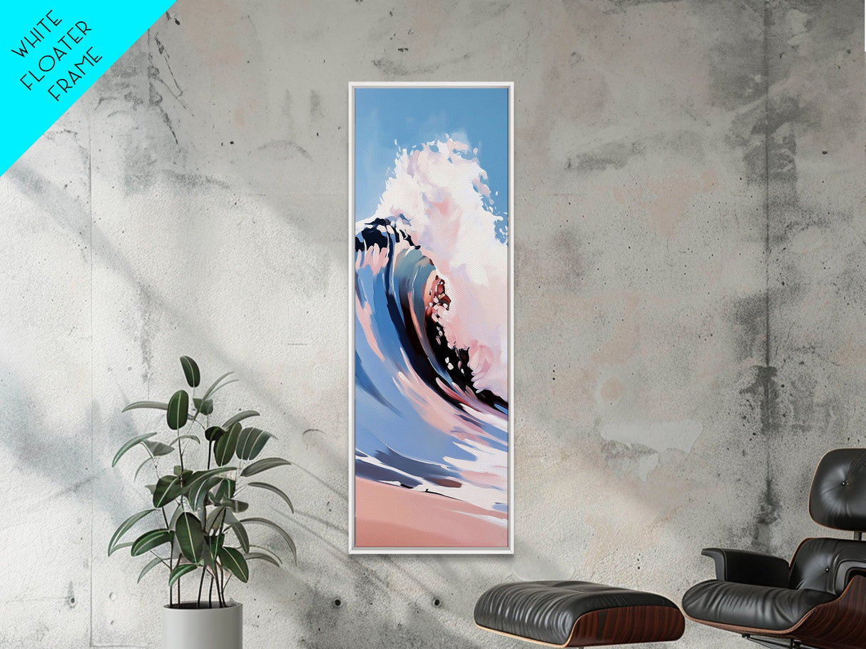 Ocean Wave Art, Coastal Surf Print, Pastel Beach Decor, Framed Canvas Print, Nautical Wall Art, Seascape Painting, Bathroom Wall Decor