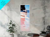 Tranquil Beach Scene, Coastal Wall Art, Pastel Ocean Print, Framed Canvas Print, Minimalist Seascape, Modern Home Decor, Bedroom Art