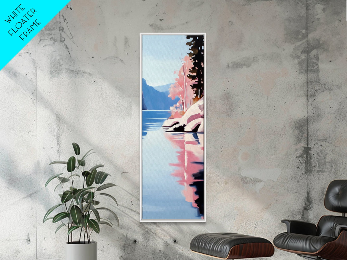 Lake Reflection Art, Serene Landscape, Nature Print, Framed Canvas Print, Minimalist Wall Decor, Living Room Art, Peaceful Aesthetic