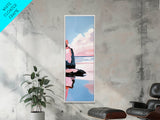 Sunset Beach Reflection, Dreamy Ocean Scene, Coastal Wall Art, Framed Canvas Print, Tranquil Landscape, Minimalist Home Decor