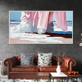 Flowing Dress, Beach Scene, Abstract Coastal Art, Modern Wall Decor, Living Room Art, Canvas Print, Pastel Minimalist Artwork, Feminine Decor