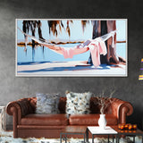 Hammock Retreat, Peaceful Escape, Lazy Afternoon, Lakeside Vibes, Framed Canvas Print, Relaxing Wall Art, Bedroom Decor, Nature Gift