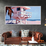 Beach Lifeguard Tower, Coastal Wall Art, Minimalist Beach Print, Boho Coastal Decor, Summer Beach House, Living Room Canvas Print