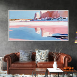 Desert Canyon Reflection, Southwest Landscape Art, Boho Nature Print, Western Wall Decor, Earthy Minimalist, Living Room Framed Canvas Print