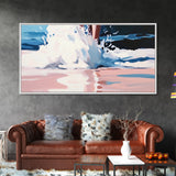 Ocean Waves Splash, Coastal Surf Print, Dynamic Beach Wall Art, Nautical Seaside Decor, Modern Blue Aesthetic, Bathroom Canvas Print
