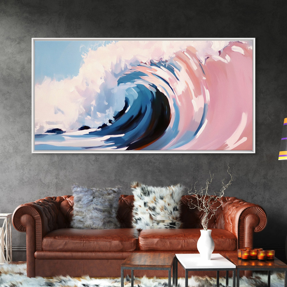 Rolling Surf, Coastal Wall Art, Wave Painting, Ocean Aesthetic, Nautical Decor, Beach House Art, Modern Abstract, Framed Canvas Print