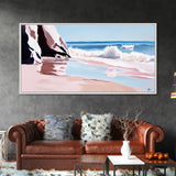 Ocean Waves, Seascape Painting, Beach Aesthetic, Coastal Home Art, Relaxing Seashore, Minimalist Art, Canvas Print, Bathroom Decor