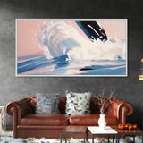 Splashing Wave, Surfer Art, Framed Canvas Print, Ocean Wall Art, Coastal Vibes, Modern Beach Decor, Nautical Artwork, Living Room Art