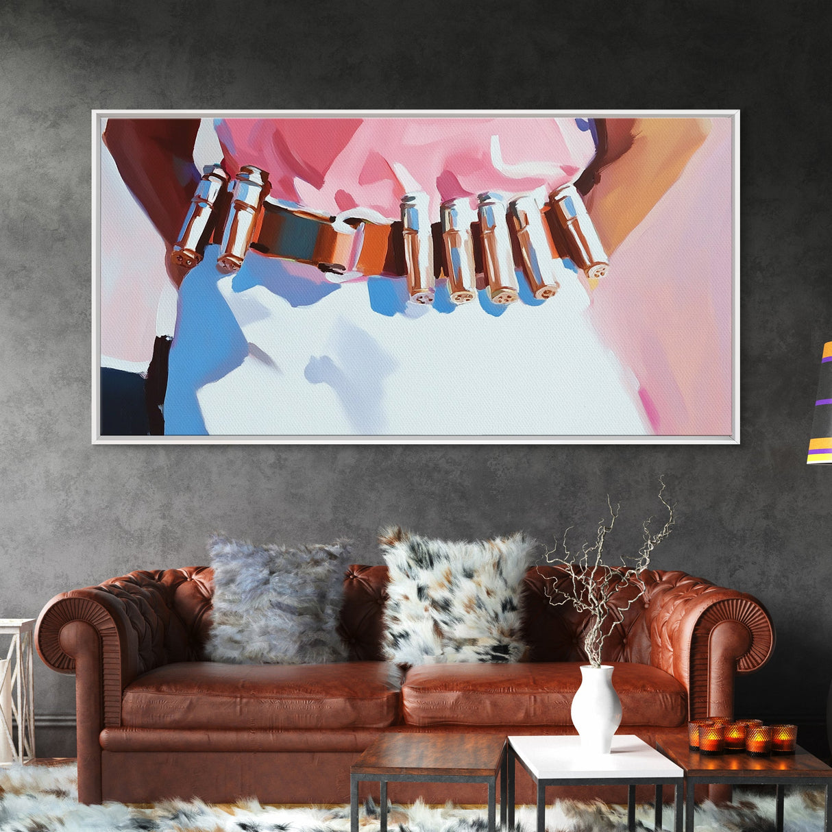 Western Style, Pink Cowboy, Modern Americana, Rustic Art, Boho Aesthetic, Home Office Wall Art, Western Decor, Framed Canvas Print