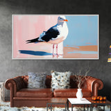 Seagull, Coastal, Nautical, Canvas Print, Beach House Wall Art, Nature Inspired, Minimalist Bird Painting, Oceanfront Home Decor