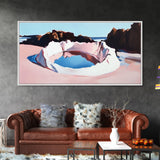 Ocean, Rock Pool, Abstract, Framed Canvas Print, Coastal Home Decor, Tranquil Artwork, Minimalist Landscape, Soft Pastel Painting