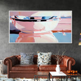 Reflections, Modern Bowl, Kitchen Wall Art, Minimalist Still Life, Pink Aesthetic, Framed Canvas Print, Abstract Home Decor, Pastel Art