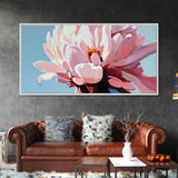 Peony Bloom, Floral Wall Art, Feminine Aesthetic, Modern Minimalist, Blush Pink Painting, Framed Canvas Print, Bedroom or Office Decor