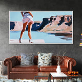 Desert Hike, Canyon View, Travel Photography Art, Adventure Aesthetic, Wanderlust Inspired Decor, Modern Boho Style, Framed Canvas Print