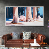 Sunset Forest, Golden Hour, Serene Nature, Canvas Print, Fall Wall Decor, Living Room Painting, Tranquil Art, Minimalist Woodland Art