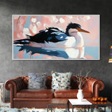 Seabird Reflection, Waterfowl Art, Coastal Wildlife, Nature Print, Framed Canvas Print, Bedroom Wall Art, Modern Animal Art