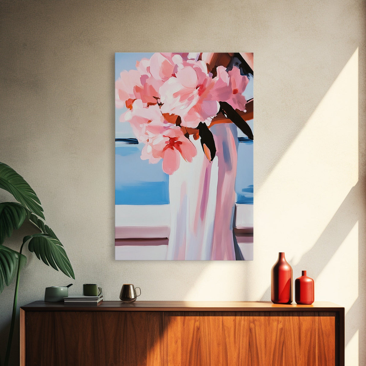 Floral Bouquet, Feminine Art, Elegant Flowers, Canvas Print, Romantic Wall Art, Pink Decor, Soft Pastel Aesthetic, Bedroom Artwork