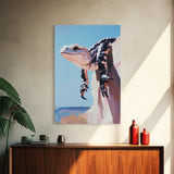 Lizard on Rock, Desert Wildlife, Framed Canvas Print, Nature Wall Art, Bold Animal Painting, Southwest Decor, Reptile Lover Gift, Statement Piece