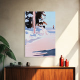 Winter Landscape, Snow Scene, Skiing Artwork, Canvas Print, Holiday Wall Art, Christmas Aesthetic, Cabin Decor, Living Room Wall Art