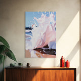 Splashing Wave Art, Abstract Coastal Decor, Ocean Energy Painting, Framed Canvas Print, Minimalist Beach House Art, Modern Wall Decor