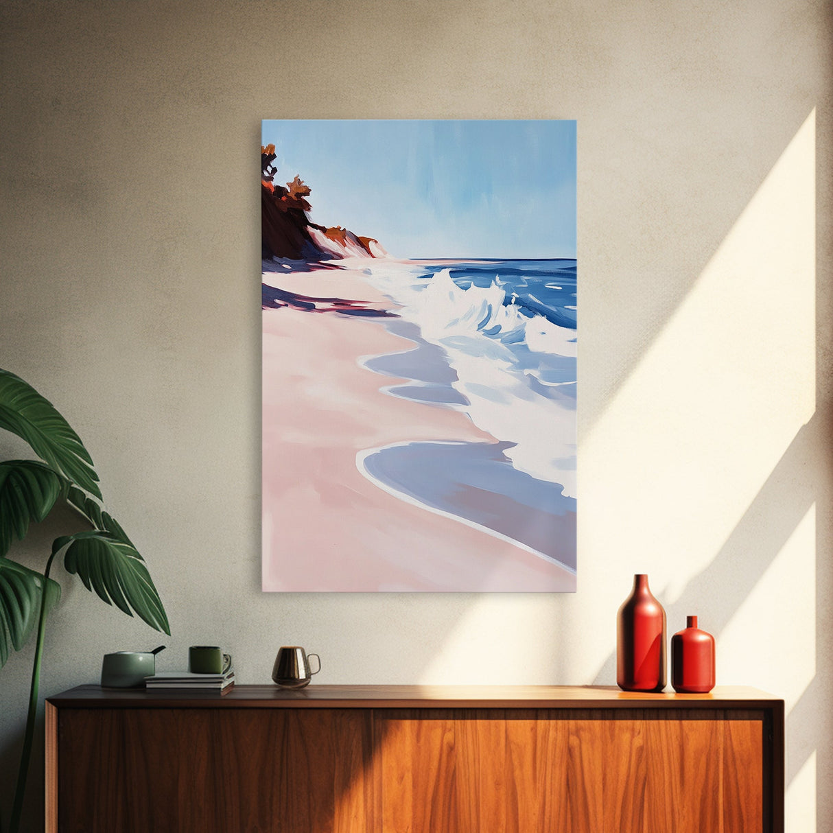 Ocean Waves, Coastal Art, Beach House Print, Nautical Wall Art, Framed Canvas Print, Modern Seascape, Minimalist Decor, Blue Tones