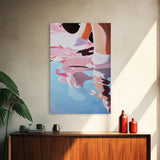 Dreamy Reflections, Surreal Water Art, Blue and Pink Painting, Modern Abstract Decor, Bedroom Wall Art, Framed Canvas Print