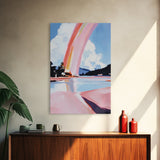 Ethereal Sky, Dreamy Seascape, Colorful Abstract Art, Rainbow Reflection, Modern Landscape, Framed Canvas Print, Living Room Wall Art