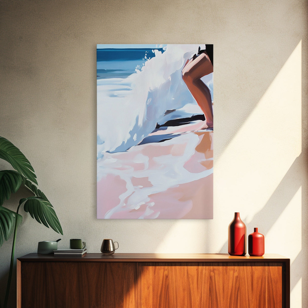 Ocean Waves, Abstract Beach Art, Coastal Home Decor, Framed Canvas Print, Nautical Painting, Seaside Artwork, Living Room Wall Art