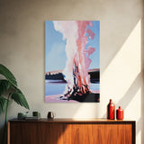 Smoky Bonfire, Abstract Fall Art, Cozy Landscape Painting, Framed Canvas Print, Cabin Wall Art, Autumn Home Decor, Living Room Artwork