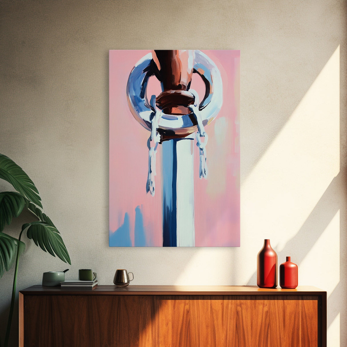 Anchor Close-Up, Marine Theme Art, Boho Coastal Wall Decor, Nautical Abstract Art, Framed Canvas Print, Minimalist Ocean Home Decor