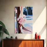 Cherry Blossoms, Winter Trees, Modern Nature Art, Seasonal Wall Art, Framed Canvas Print, Botanical Home Decor, Living Room Artwork