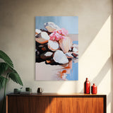 Seashell Collection, Beach Treasures, Coastal Aesthetic, Nautical Wall Art, Framed Canvas Print, Ocean Decor, Living Room Artwork