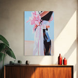 Floral Fashion, Bold Feminine Art, Chic Boho Aesthetic, Modern Home Decor, Stylish Living Room Wall Art, Framed Canvas Print