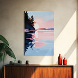 Sunset Reflections, Coastal Wall Art, Framed Canvas Print, Minimalist Landscape, Pastel Beach Decor, Living Room Art, Modern Seascape