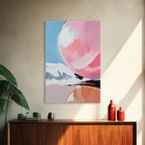 Pink Sphere, Surreal Art, Framed Canvas Print, Abstract Minimalist Decor, Dreamy Pastel Wall Art, Modern Home Design, Gallery Artwork