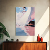 Ocean Wave, Surfer Wall Art, Framed Canvas Print, Abstract Coastal Decor, Modern Beach Painting, Summer Vibes Artwork, Surf Art