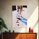 Walking on Sand, Beach Footsteps Art, Ocean Shoreline Print, Minimalist Home Decor, Framed Canvas Print, Modern Coastal Wall Art