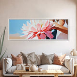 Floral Elegance, Boho Wall Art, Feminine Aesthetic, Framed Canvas Print, Soft Pink Flowers, Minimalist Home Decor, Bedroom Artwork