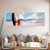 Ocean Breeze, White Dress, Canvas Print, Beach Wall Art, Minimalist Art, Relaxing Home Decor, Blue Sky Painting, Modern Wall Art